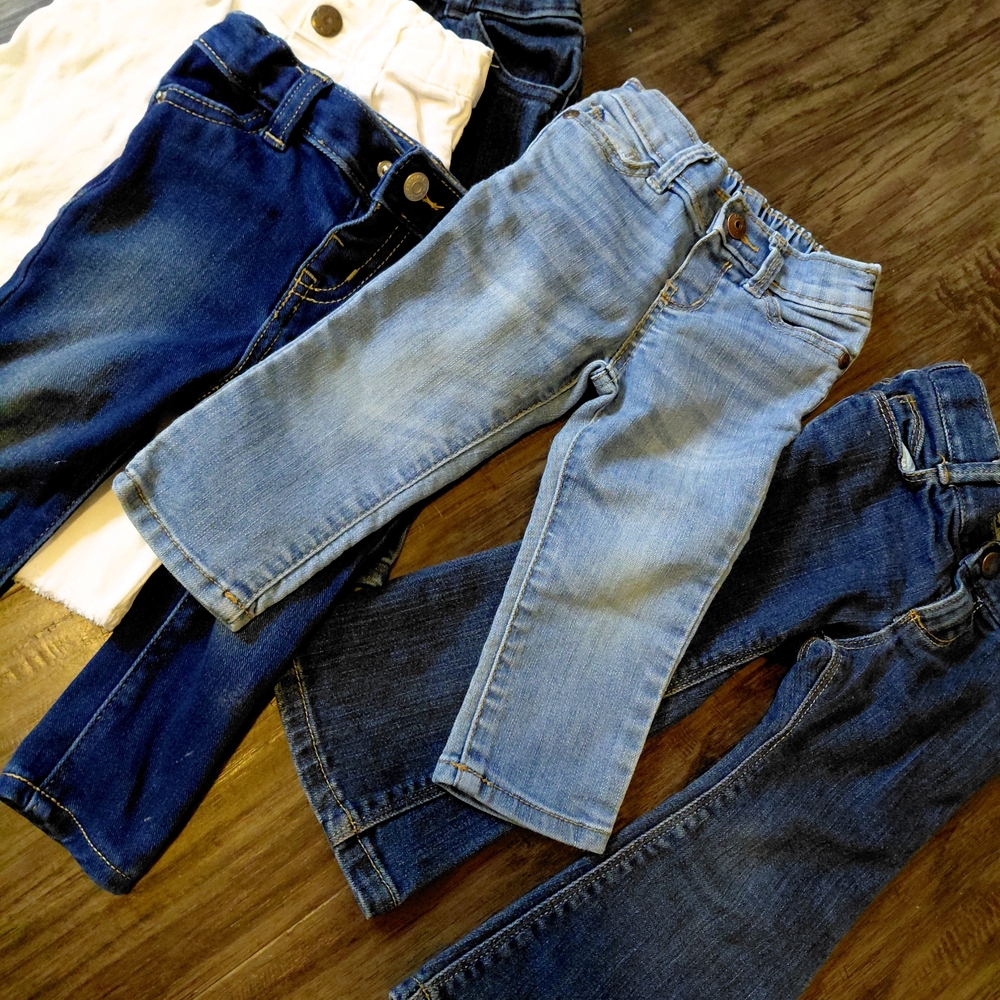 Stylish Kids Denim Jeans Set - Blue and White